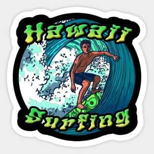 Hawaii Surfing with surfer on a wave Sticker